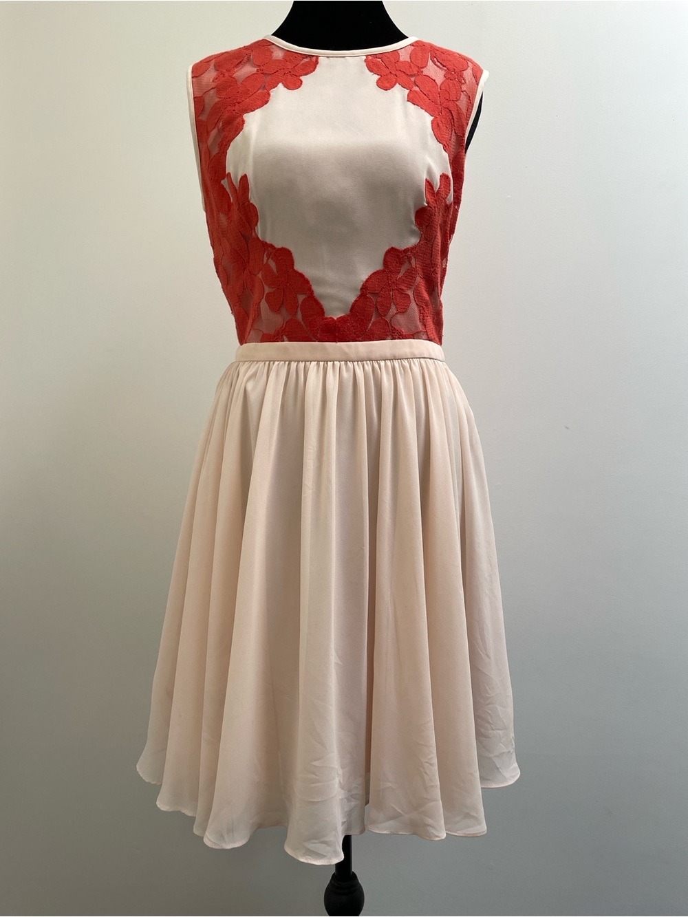 Ted Baker London Floral Lace Fit & Flare Dress Size 3 (US 8) Blush Pink Coral